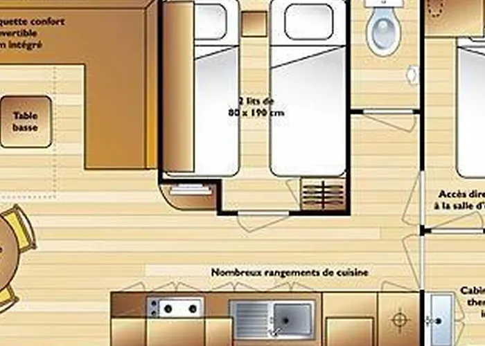 キャンプ場 Mobil Home Avec Terrasse - 4 Pers. - Api-1-52-1590